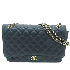 💎✨ AUTHENTIC ✨💎 CHANEL CAVIAR FLAP DOUBLE CHAIN QUILTED JUMBO MAXI